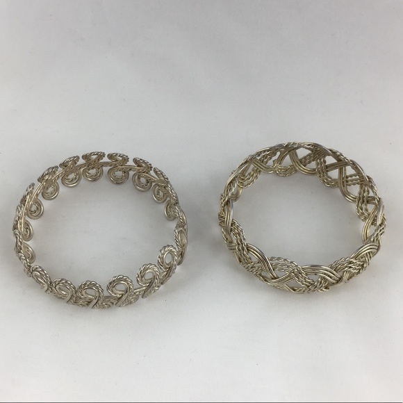 Pair of Woven Braided Twisted Metal Bangles - Picture 7 of 8